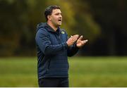 3 October 2018; St. Vincents Castleknock College head coach Jeremy Staunton during the Leinster Schools Senior League match between St Vincent's Castleknock College and St Andrew’s College at Castleknock College in Dublin. Photo by Harry Murphy/Sportsfile