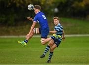 3 October 2018; Louis McDonough of St. Vincents Castleknock College in action against Patrick Perrem of St Andrews College during the Leinster Schools Senior League match between St Vincent's Castleknock College and St Andrew’s College at Castleknock College in Dublin. Photo by Harry Murphy/Sportsfile