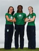 15 September 2018; Team Ireland athletes from left, Miriam Daly, Miranda Tcheutchoua and Sophie Meredith during their team day in the National Sports Campus Dublin ahead of the Youth Olympic Games in Buenos Aires, Argentina. Photo by Eóin Noonan/Sportsfile