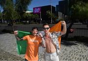 4 October 2018; Conor McGregor supporters James Purtill, left, and Calvin O’Brien, both from Dublin, prior to the upcoming UFC 229 event featuring Khabib Nurmagomedov and Conor McGregor in Las Vegas, Nevada, United States. Photo by Stephen McCarthy/Sportsfile