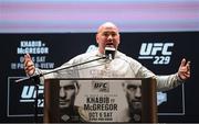 4 October 2018; President of the Ultimate Fighting Championship Dana White during a press conference for UFC 229 at the Park Theater in Las Vegas, Nevada, United States. Photo by Stephen McCarthy/Sportsfile