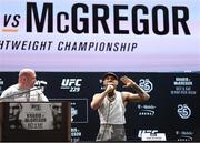 4 October 2018; President of the Ultimate Fighting Championship Dana White, left, and Conor McGregor during a press conference for UFC 229 at the Park Theater in Las Vegas, Nevada, United States. Photo by Stephen McCarthy/Sportsfile