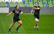 5 October 2018; Rhys Ruddock, right, and James Lowe during the Leinster Rugby captains run at the Aviva Stadium in Dublin. Photo by Ramsey Cardy/Sportsfile