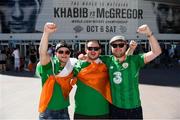 5 October 2018; Conor McGregor supporters, from left, James McCarthy, Sean O’Driscoll and Ken O’Callaghan, from Cork City, prior to the upcoming UFC 229 event featuring Khabib Nurmagomedov and Conor McGregor in Las Vegas, Nevada, United States. Photo by Stephen McCarthy/Sportsfile