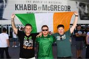 5 October 2018; Conor McGregor supporters, from left, Jason Smith, Gavin O’Neill and Andy Fitz, prior to the upcoming UFC 229 event featuring Khabib Nurmagomedov and Conor McGregor in Las Vegas, Nevada, United States. Photo by Stephen McCarthy/Sportsfile