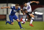 5 October 2018; Michael Duffy of Dundalk in action against Simon Madden of St Patrick's Athletic during the SSE Airtricity League Premier Division match between Dundalk and St Patrick's Athletic at Oriel Park, Dundalk, in Louth. Photo by David Fitzgerald/Sportsfile