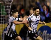 5 October 2018; Patrick Hoban of Dundalk, right, celebrates after scoring his side's first goal during the SSE Airtricity League Premier Division match between Dundalk and St Patrick's Athletic at Oriel Park in Dundalk, Co Louth. Photo by Seb Daly/Sportsfile