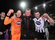 5 October 2018; Dundalk manager Stephen Kenny, centre, celebrates with Gary Rogers, left, and Michael Duffy following the SSE Airtricity League Premier Division match between Dundalk and St Patrick's Athletic at Oriel Park, Dundalk, in Louth. Photo by David Fitzgerald/Sportsfile