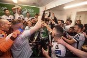 5 October 2018; Dundalk players celebrate in the changing room following the SSE Airtricity League Premier Division match between Dundalk and St Patrick's Athletic at Oriel Park in Dundalk, Co Louth. Photo by Seb Daly/Sportsfile