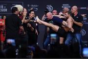 5 October 2018; Conor McGregor, right, and Khabib Nurmagomedov after weighing in for UFC 229 at T-Mobile Arena in Las Vegas, Nevada, United States. Photo by Stephen McCarthy/Sportsfile