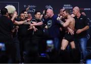 5 October 2018; Conor McGregor, right, and Khabib Nurmagomedov are kept apart by UFC President Dana White after weighing in for UFC 229 at T-Mobile Arena in Las Vegas, Nevada, United States. Photo by Stephen McCarthy/Sportsfile