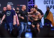 5 October 2018; Conor McGregor, accompanied by Drake, right, is restrained after weighing in for UFC 229 at T-Mobile Arena in Las Vegas, Nevada, United States. Photo by Stephen McCarthy/Sportsfile