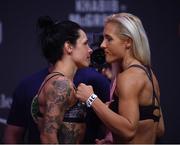 5 October 2018; Lina Lansberg, left, and Yana Kunitskaya square off after weighing in for UFC 229 at T-Mobile Arena in Las Vegas, Nevada, United States. Photo by Stephen McCarthy/Sportsfile