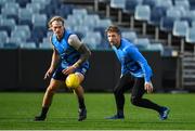 15 June 2018; Zach Tuohy, right, of the Geelong Cats AFL team with team-mate Tom Stewart during squad training in the GMHBA Stadium in Geelong, Australia. Photo by Brendan Moran/Sportsfile