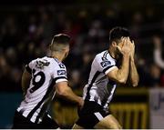 5 October 2018; Patrick Hoban of Dundalk, right, celebrates with team-mate Ronan Murray, left, after scoring his side's first goal during the SSE Airtricity League Premier Division match between Dundalk and St Patrick's Athletic at Oriel Park in Dundalk, Co Louth. Photo by Seb Daly/Sportsfile