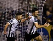 5 October 2018; Patrick Hoban of Dundalk, right, celebrates with team-mate Ronan Murray after scoring his side's first goal during the SSE Airtricity League Premier Division match between Dundalk and St Patrick's Athletic at Oriel Park in Dundalk, Co Louth. Photo by Seb Daly/Sportsfile