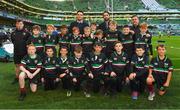 6 October 2018; DLSP FC with Leinster players Tom Daly and Barry Daly ahead of the Bank of Ireland Half-Time Minis at the Guinness PRO14 Round 6 match between Leinster and Munster at the Aviva Stadium in Dublin. Photo by Ramsey Cardy/Sportsfile