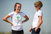6 October 2018; Miriam Daly of Team Ireland, from Carrick-on-suir, Tipperary speaking with her coach Jacqui Freyne after hurdles training at the Youth Olympic Park ahead of the start of the Youth Olympic Games in Buenos Aires, Argentina. Photo by Eóin Noonan/Sportsfile
