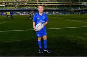 6 October 2018; Matchday mascot 9 year old Dylan Evans, from Delgany, Co. Wicklow, ahead of the Guinness PRO14 Round 6 match between Leinster and Munster at the Aviva Stadium in Dublin. Photo by Ramsey Cardy/Sportsfile