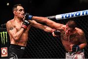 6 October 2018; Tony Ferguson, left, in action against Anthony Pettis in their UFC lightweight fight during UFC 229 at T-Mobile Arena in Las Vegas, Nevada, USA. Photo by Stephen McCarthy/Sportsfile