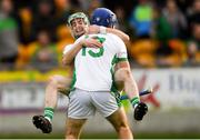 7 October 2018; Coolderry captain Kevin Connolly, behind, celebrates with team mate Brian Carroll after the Offaly County Senior Club Hurling Championship Final match between Coolderry and Kilcormac/Killoughey at Bord Na Móna O'Connor Park in Tullamore, Co Offaly. Photo by Piaras Ó Mídheach/Sportsfile