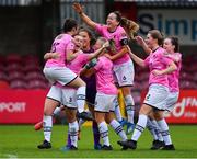 7 October 2018; Wexford Youths WFC players celebrate following their side's victory in a penalty shoot-out during the Continental Tyres Women's National League Development Shield Final match between Cork City FC and Wexford Youths WFC at Turner's Cross in Cork. Photo by Seb Daly/Sportsfile