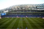 6 October 2018; A general view of pre-match flameboxes and flags at the Guinness PRO14 Round 6 match between Leinster and Munster at Aviva Stadium, Dublin. Photo by Harry Murphy/Sportsfile