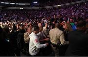 6 October 2018; Khabib Nurmagomedov and his coaching staff, including coach Javier Mendez and manager Ali Abdelaziz are escroted from the arena following victory over Conor McGregor in their UFC lightweight championship fight during UFC 229 at T-Mobile Arena in Las Vegas, Nevada, USA. Photo by Stephen McCarthy/Sportsfile