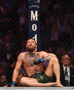 6 October 2018; Conor McGregor following defeat to Khabib Nurmagomedov in their UFC lightweight championship fight during UFC 229 at T-Mobile Arena in Las Vegas, Nevada, USA. Photo by Stephen McCarthy/Sportsfile