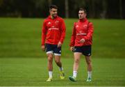 8 October 2018; Conor Murray and JJ Hanrahan arrive for Munster Rugby squad training at the University of Limerick in Limerick. Photo by Diarmuid Greene/Sportsfile