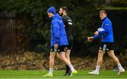 8 October 2018; Jonathan Sexton, left, Robbie Henshaw, centre, and Garry Ringrose during Leinster Rugby squad training at UCD in Dublin. Photo by Ramsey Cardy/Sportsfile