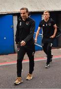 8 October 2018; Karl Sheppard, left, and Conor McCormack of Cork City arrive prior to the Irish Daily Mail FAI Cup Semi-Final Replay match between Cork City and Bohemians at Turner’s Cross in Cork. Photo by Seb Daly/Sportsfile