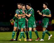 8 October 2018; Karl Sheppard of Cork City, centre, is congratulated by team-mates after scoring his side's second goal during the Irish Daily Mail FAI Cup Semi-Final Replay match between Cork City and Bohemians at Turner’s Cross in Cork. Photo by Seb Daly/Sportsfile