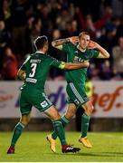 8 October 2018; Karl Sheppard of Cork City celebrates after scoring his side's second goal with team-mate Alan Bennett during the Irish Daily Mail FAI Cup Semi-Final Replay match between Cork City and Bohemians at Turner’s Cross in Cork. Photo by Harry Murphy/Sportsfile