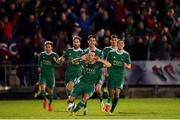 8 October 2018; Karl Sheppard of Cork City celebrates after scoring his side's second goal with team-mates during the Irish Daily Mail FAI Cup Semi-Final Replay match between Cork City and Bohemians at Turner’s Cross in Cork. Photo by Harry Murphy/Sportsfile