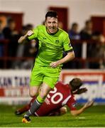 8 October 2018; Seán Brennan of Drogheda United celebrates scoring his side's first goal during the SSE Airtricity League Promotion / Relegation Play-off Series 2nd leg match between Shelbourne and Drogheda United at Tolka Park in Dublin. Photo by Piaras Ó Mídheach/Sportsfile