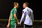 8 October 2018; Karl Sheppard of Cork City argues with JJ Lunney of Bohemians during the Irish Daily Mail FAI Cup Semi-Final Replay match between Cork City and Bohemians at Turner’s Cross in Cork. Photo by Harry Murphy/Sportsfile