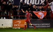 8 October 2018; Adam Evans of Shelbourne celebrates scoring his side's first goal during the SSE Airtricity League Promotion / Relegation Play-off Series 2nd leg match between Shelbourne and Drogheda United at Tolka Park in Dublin. Photo by Piaras Ó Mídheach/Sportsfile