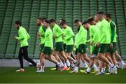 9 October 2018; Harry Arter, left, with team-mates during a Republic of Ireland training session at the Aviva Stadium in Dublin. Photo by Stephen McCarthy/Sportsfile