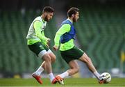 9 October 2018; Harry Arter, right, in action against Matt Doherty during a Republic of Ireland training session at the Aviva Stadium in Dublin. Photo by Stephen McCarthy/Sportsfile