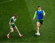 9 October 2018; Kevin Long, right, and James McClean during a Republic of Ireland training session at the Aviva Stadium in Dublin. Photo by Seb Daly/Sportsfile