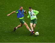 9 October 2018; David Meyler, left, and Darragh Lenihan during a Republic of Ireland training session at the Aviva Stadium in Dublin. Photo by Seb Daly/Sportsfile