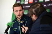 9 October 2018; Jack Carty speaking during a Connacht Rugby press conference at The Sportsground in Galway. Photo by Sam Barnes/Sportsfile