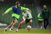 9 October 2018; Harry Arter, left, and Conor Hourihane during a Republic of Ireland training session at the Aviva Stadium in Dublin. Photo by Stephen McCarthy/Sportsfile