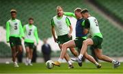 9 October 2018; Aiden O'Brien is tackled by Ciaran Clark, right, during a Republic of Ireland training session at the Aviva Stadium in Dublin. Photo by Stephen McCarthy/Sportsfile