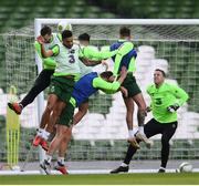 9 October 2018; Republic of Ireland players, from left, Shane Duffy, Derrick Williams, Sean Maguire, Kevin Long, Alan Browne and Colin Doyle during a training session at the Aviva Stadium in Dublin. Photo by Stephen McCarthy/Sportsfile