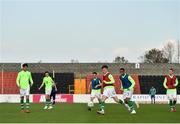 10 October 2018; Republic of Ireland players warm-up prior to the UEFA U19 European Championship Qualifying match between Bosnia & Herzegovina and Republic of Ireland at the City Calling Stadium in Longford. Photo by Seb Daly/Sportsfile