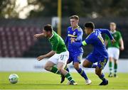 10 October 2018; William Ferry of Republic of Ireland in action against Stefan Santrac, centre, and Jusuf Gazibegovic of Bosnia and Herzegovina during the UEFA U19 European Championship Qualifying match between Bosnia & Herzegovina and Republic of Ireland at the City Calling Stadium in Longford. Photo by Seb Daly/Sportsfile