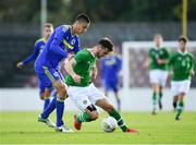 10 October 2018; Troy Parrott of Republic of Ireland in action against Igor Savic of Bosnia and Herzegovina during the UEFA U19 European Championship Qualifying match between Bosnia & Herzegovina and Republic of Ireland at the City Calling Stadium in Longford. Photo by Seb Daly/Sportsfile