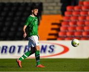 10 October 2018; Troy Parrott of Republic of Ireland shoots to score his side's second goal, from the penalty spot, during the UEFA U19 European Championship Qualifying match between Bosnia & Herzegovina and Republic of Ireland at the City Calling Stadium in Longford. Photo by Seb Daly/Sportsfile